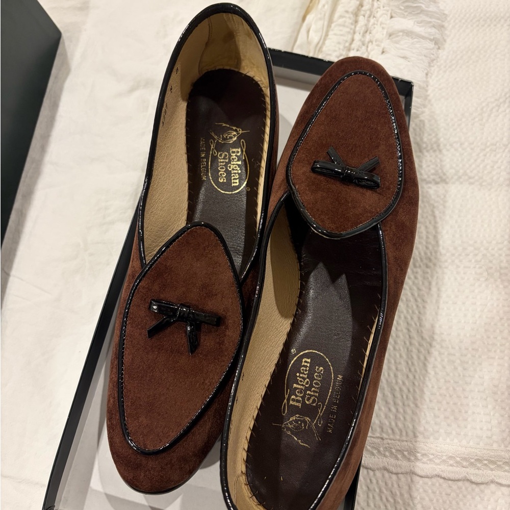 Belgian Shoes Midinette Slipper Brown Velvet
Loafer 8 Bow